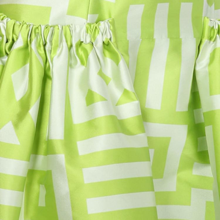 Pre Owned Christian Siriano Lime Geometric-Print Gown S