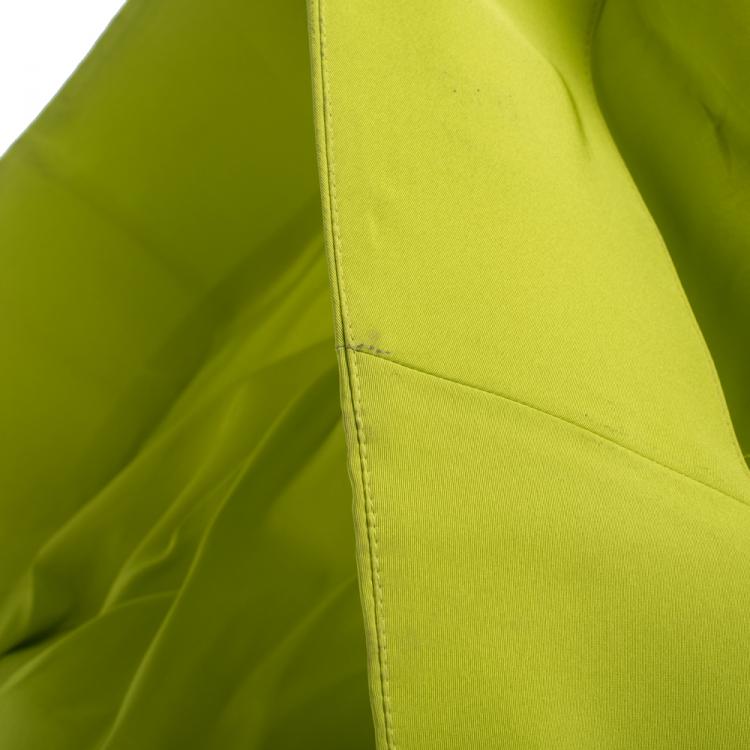 Pre Owned Christian Siriano Lime Silk Drop-Waist Gown S