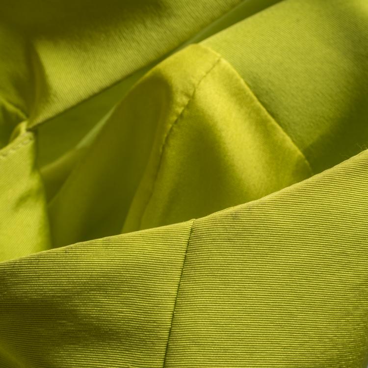 Pre Owned Christian Siriano Lime Silk Drop-Waist Gown S