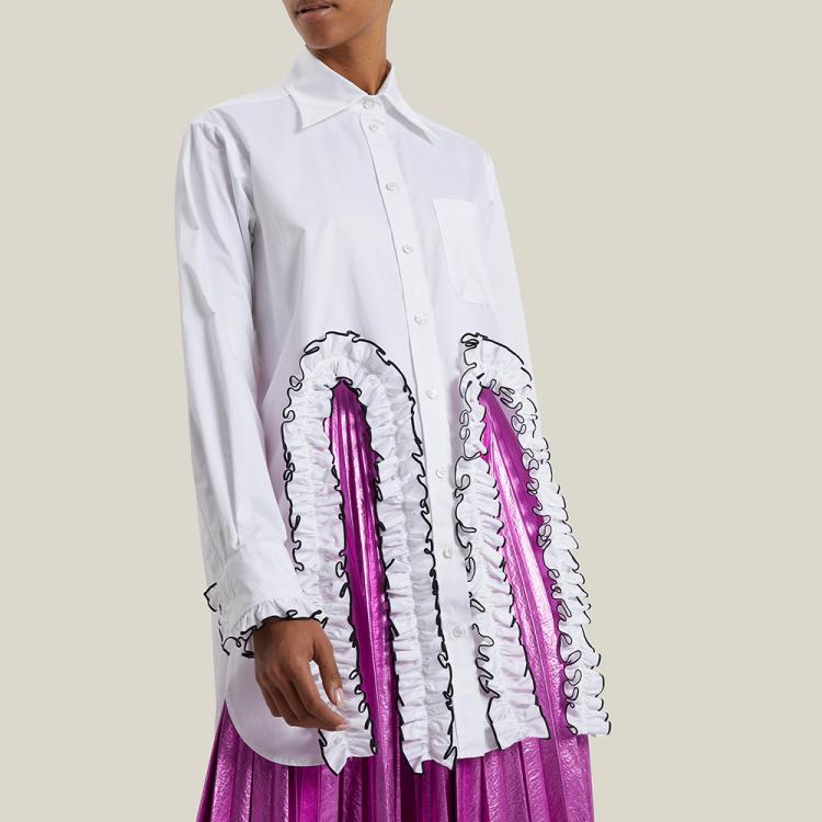 Pre Owned Christopher Kane White Front Cutout Long Sleeve Cotton Shirt IT 50