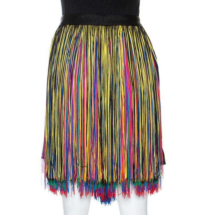 Pre Owned Christopher Kane Multicolor Fringed Skirt M