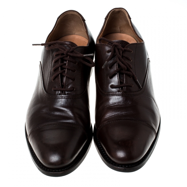 Pre Owned حذاء أوكسفورد تشورشيز تورو نتو رباط علوي جلد بني مقاس 37