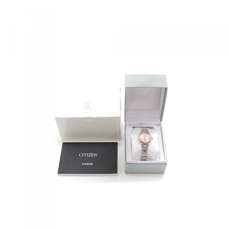 Pre Owned Citizen Pink MOP Sapphire Glass and Titanium Radio Wave Es8084-59W Women's Wristwatch 25MM