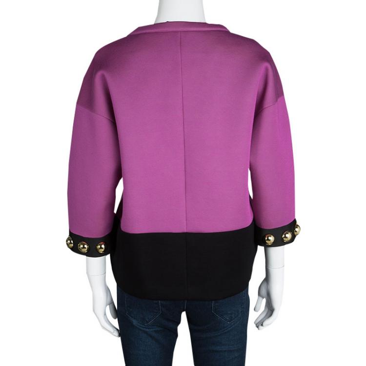 Pre Owned Class By Roberto Cavalli Colorblock Knit Studded Top M