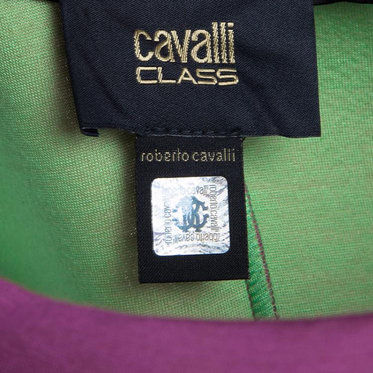 Pre Owned Class By Roberto Cavalli Colorblock Knit Studded Top M