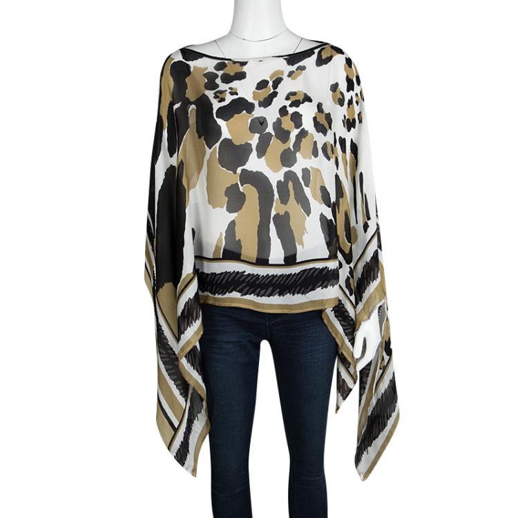 Pre Owned Class By Roberto Cavalli Animal Printed Silk Kaftan Top S