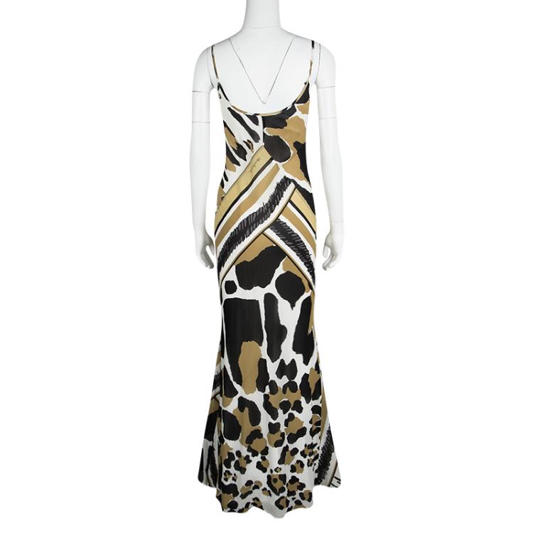 Pre Owned Class By Roberto Cavalli Animal Printed Silk Sleevless Maxi Dress S