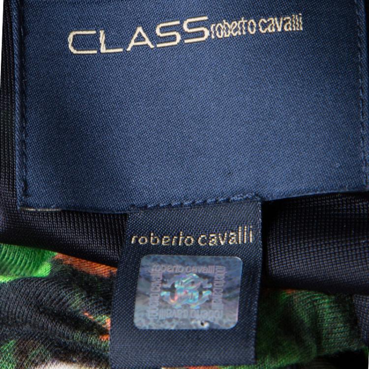 Pre Owned Class by Roberto Cavalli Floral Printed Jersey Embellished Belt Detail Maxi Dress M