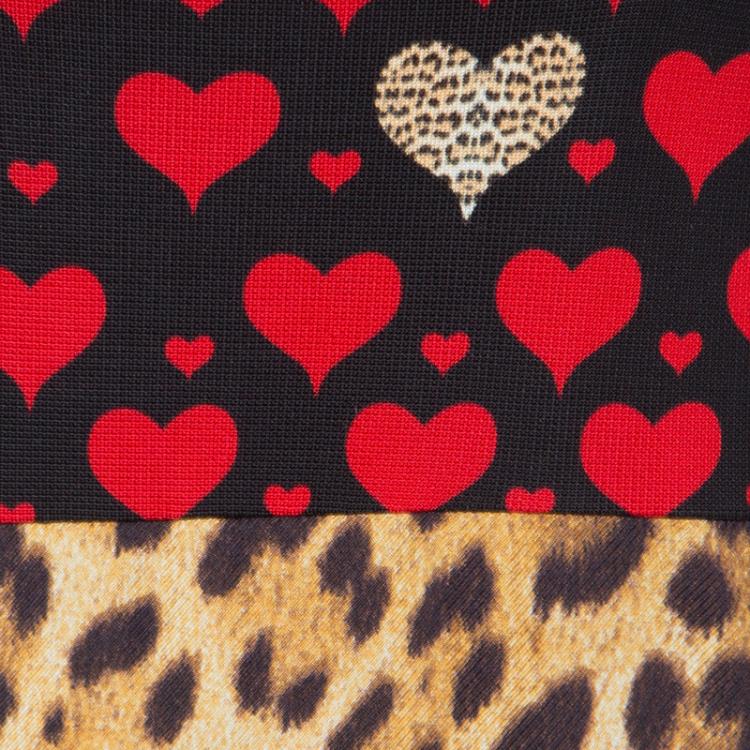 Pre Owned Class by Roberto Cavalli Heart and Leopard Print Sleeveless Bustier Dress M