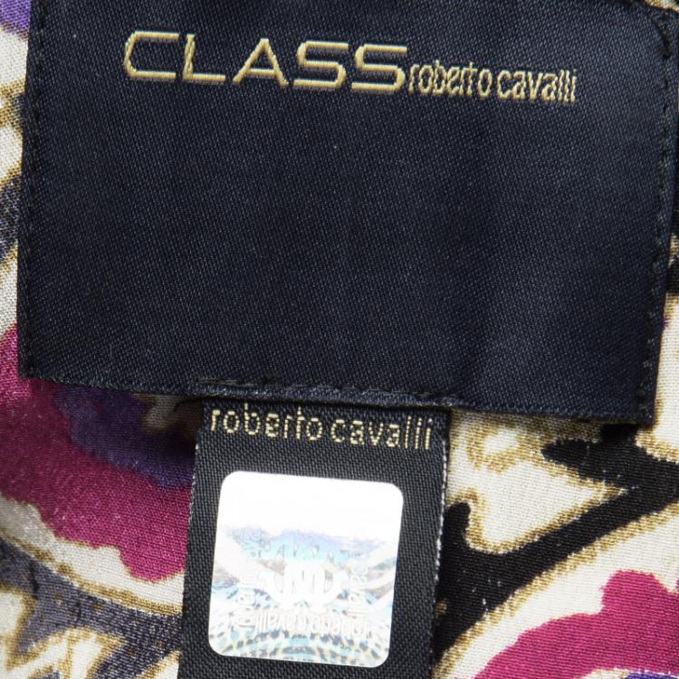 Pre Owned Class by Roberto Cavalli Floral and Animal Printed Silk Lurex Detail Shirt XL