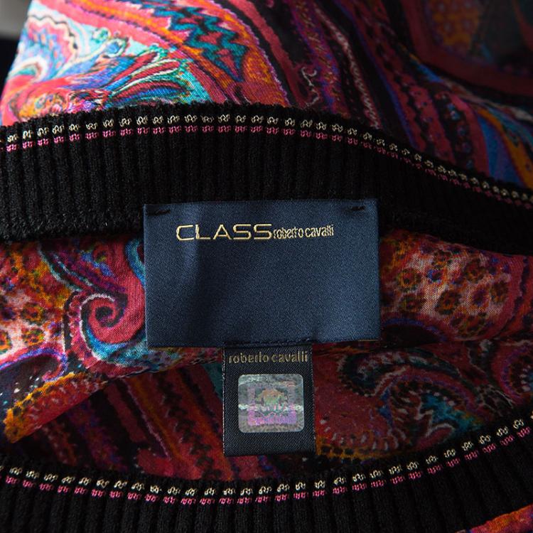 Pre Owned Class by Roberto Cavalli Multicolor Printed Sheer Silk Kaftan Style Top L