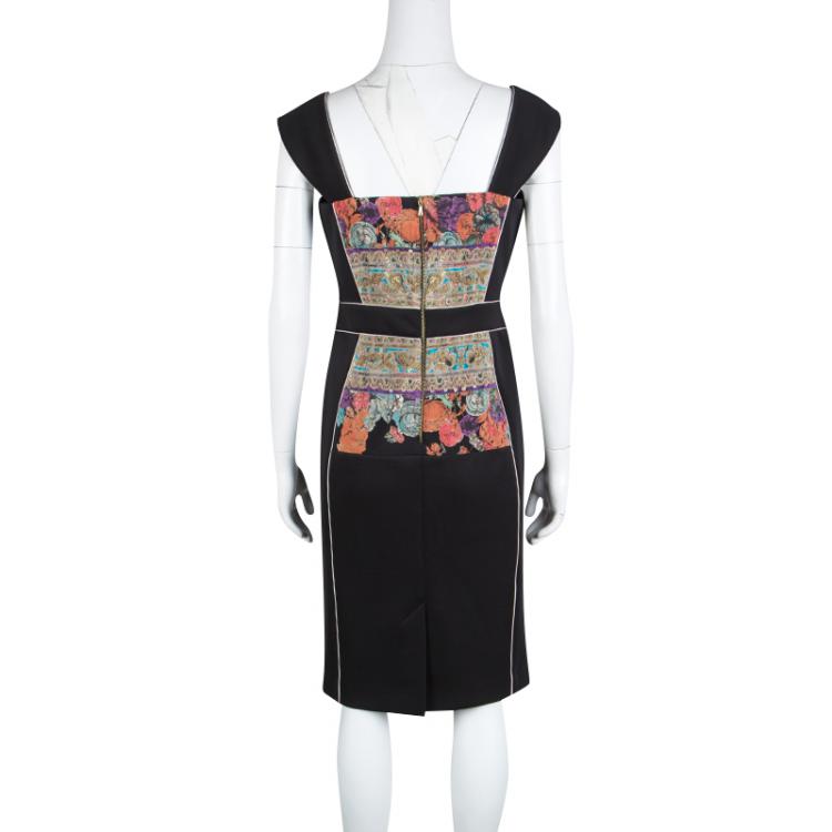 Pre Owned Class By Roberto Cavalli Black Printed Embellished Sleeveless Bodycon Dress M