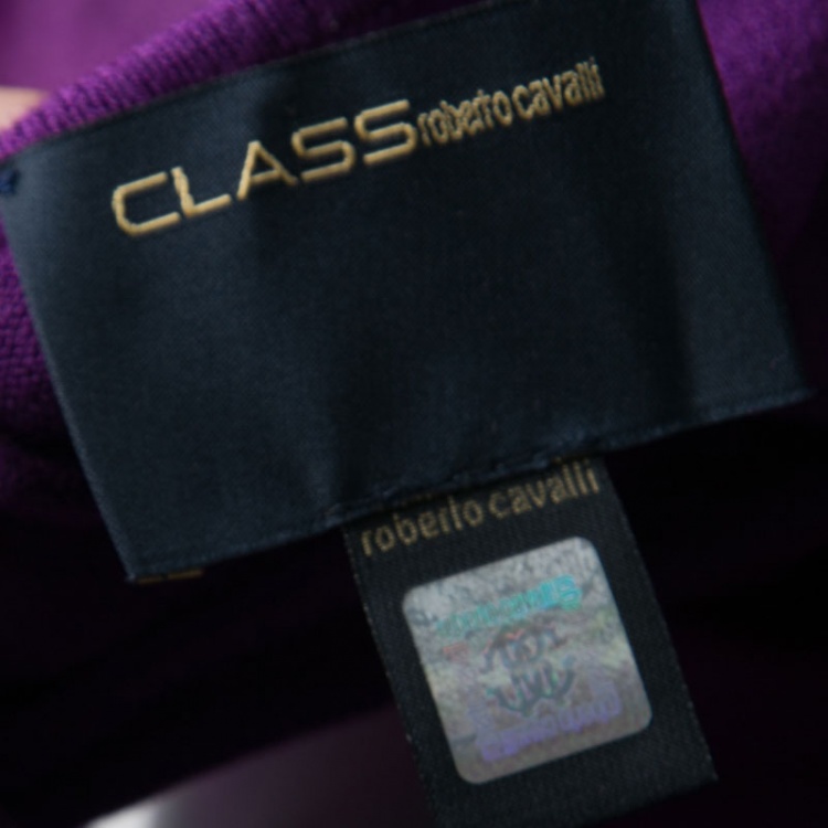 Pre Owned Class by Roberto Cavalli Purple Knit Ruffle Trim Sleeveless Top S