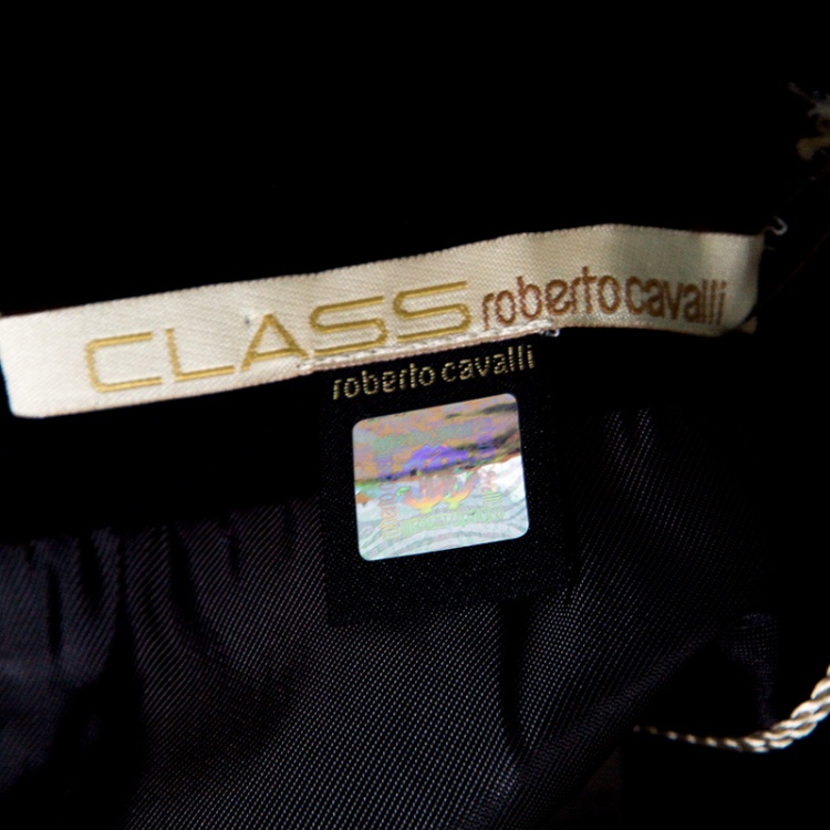 Pre Owned Class by Roberto Cavalli Black Wool Bow Detail Belted Pencil Skirt M