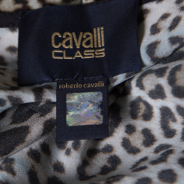 Pre Owned Cavalli Class Multicolor Leopard Print Kaftan Top L