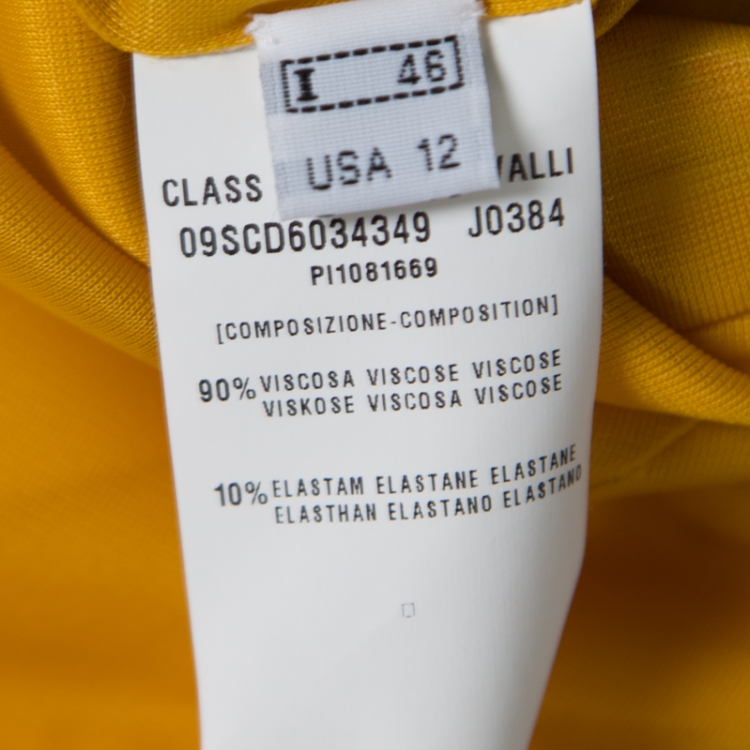 Pre Owned Class by Roberto Cavalli Yellow Knit Floral Trim Embellished Maxi Dress  L