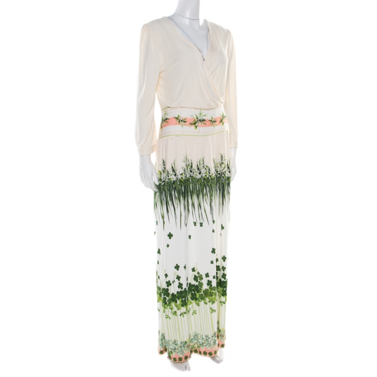 Pre Owned Class by Roberto Cavalli Multicolor Floral Printed Long Sleeve Maxi Dress M