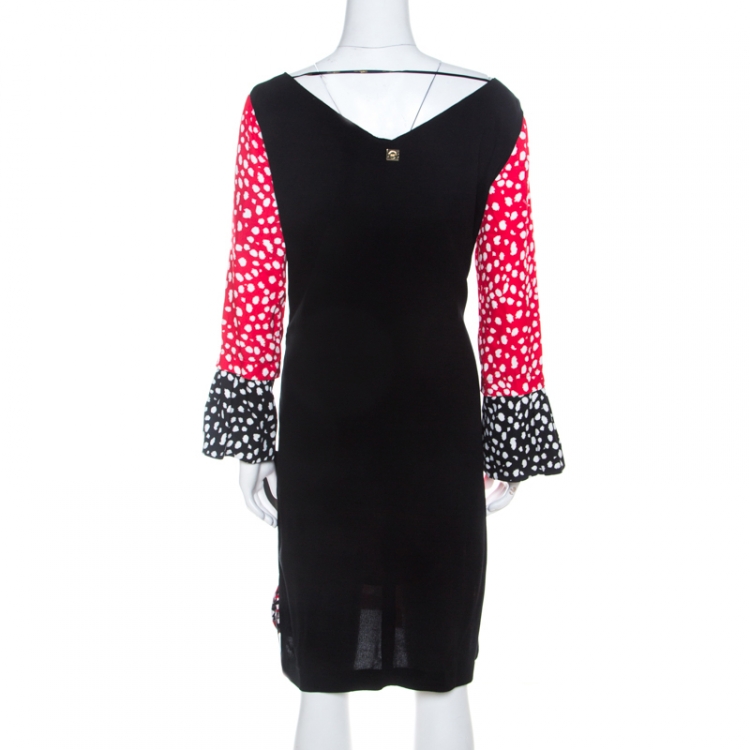 Pre Owned Cavalli Class Red and Black Floral Print Crepe Tunic Shift Dress M