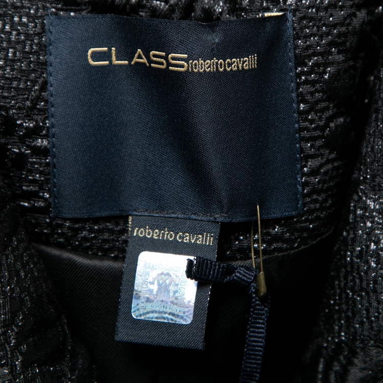 Pre Owned Class by Roberto Cavalli Black Floral Jacquard Biker Jacket L