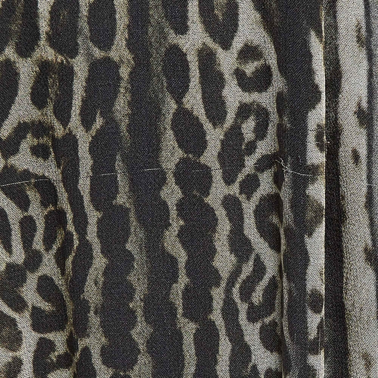 Pre Owned Class by Roberto Cavalli Green Animal Print Lace Insert Chiffon Maxi Dress M