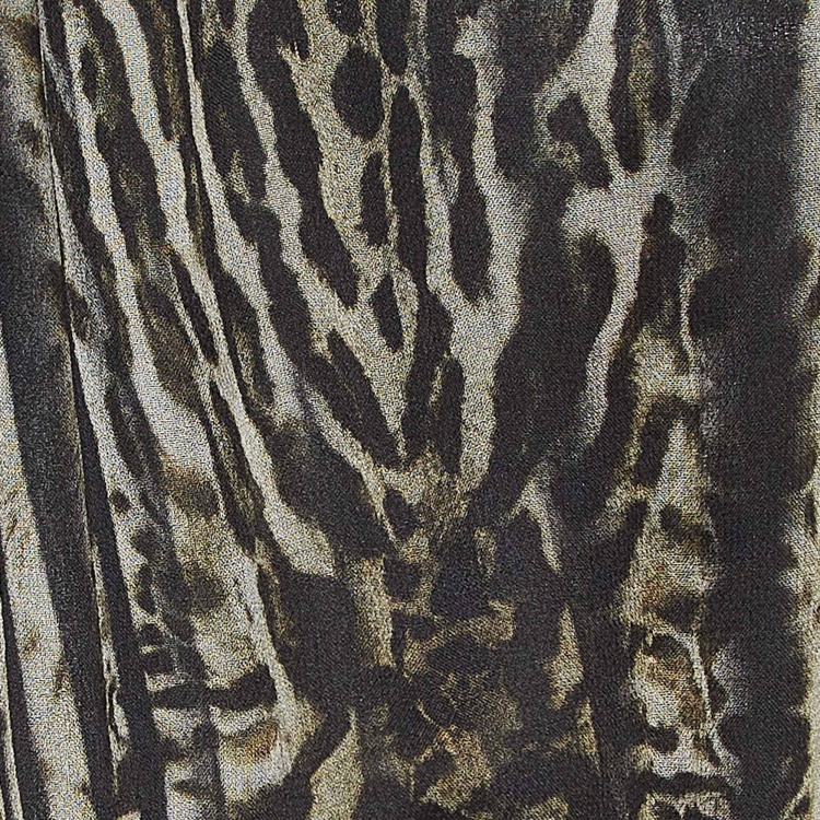 Pre Owned Class by Roberto Cavalli Green Animal Print Lace Insert Chiffon Maxi Dress M