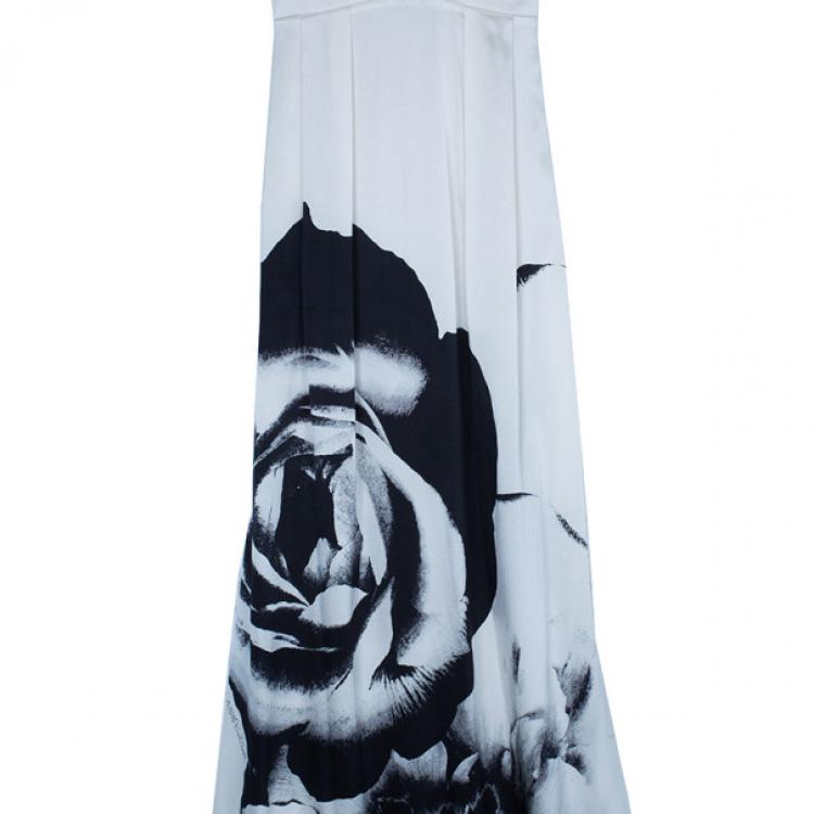 Pre Owned Class by Roberto Cavalli Monochrome Satin Maxi Dress M