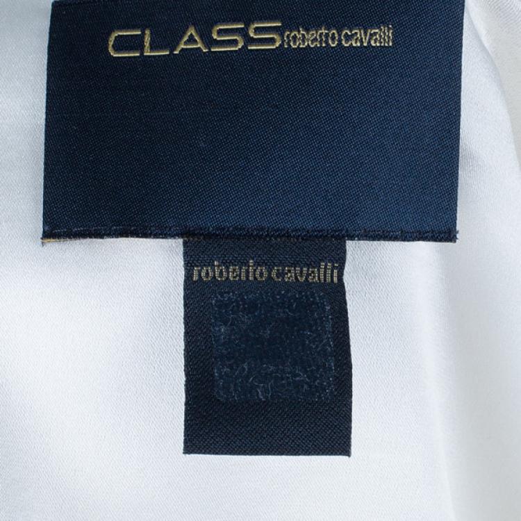 Pre Owned Class by Roberto Cavalli Monochrome Satin Maxi Dress M