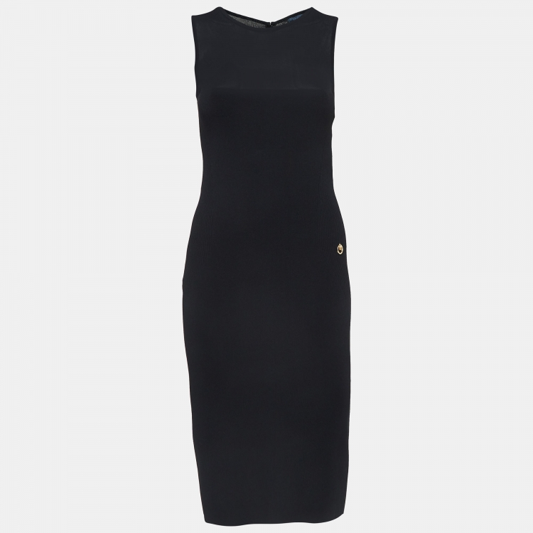 Pre Owned Class by Roberto Cavalli Black Rib Knit Sleeveless Short Dress M  