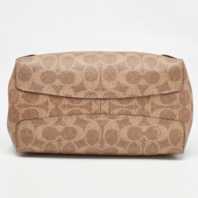 Pre Owned Coach Brown Signature Coated Canvas Hadley Hobo