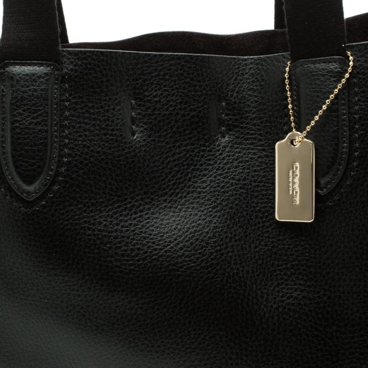 Pre Owned Coach Black Pebbled Leather Derby Tote