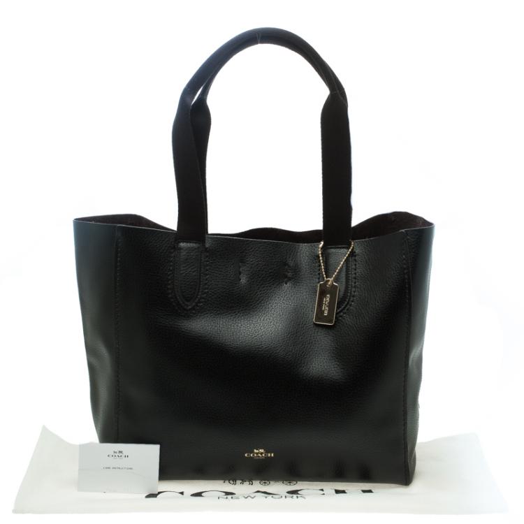 Pre Owned Coach Black Pebbled Leather Derby Tote