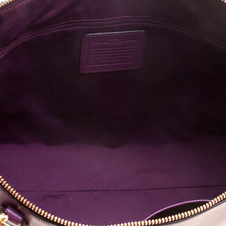 Pre Owned Coach Purple Leather Ava Chain Tote