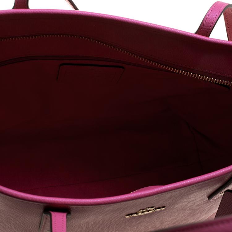 Pre Owned Coach Pink Leather City Zip Tote