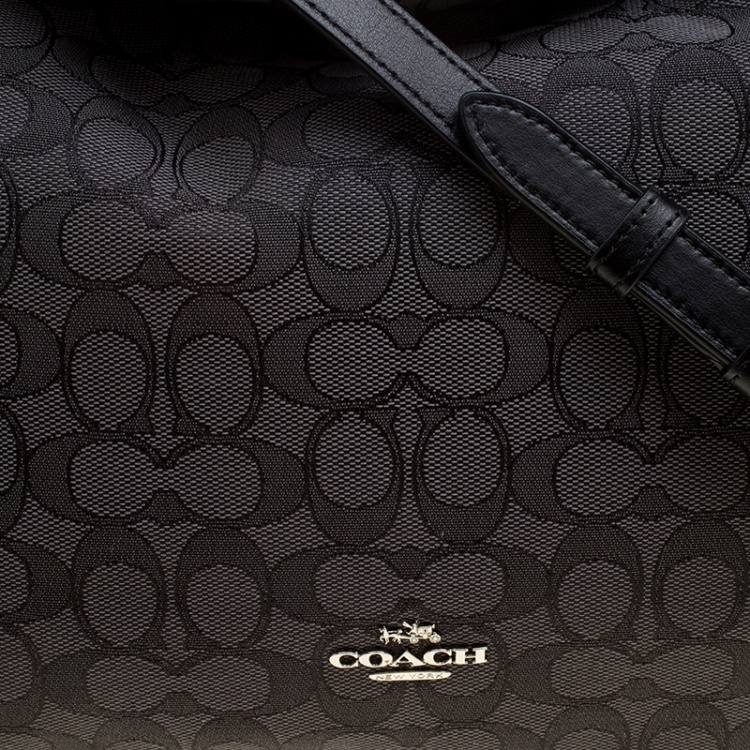 Pre Owned Coach Grey/Black Signature Canvas and Leather Celeste Hobo