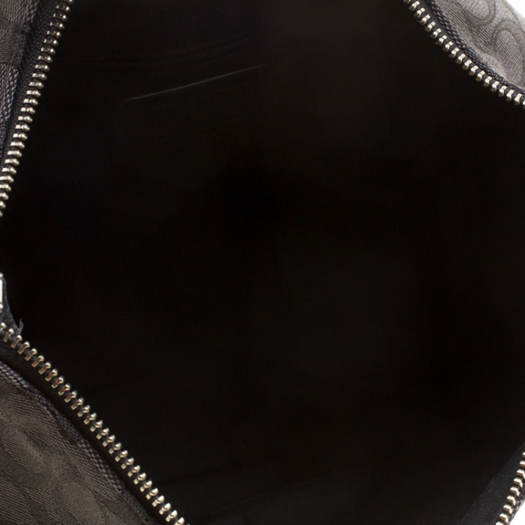 Pre Owned Coach Grey/Black Signature Canvas and Leather Celeste Hobo