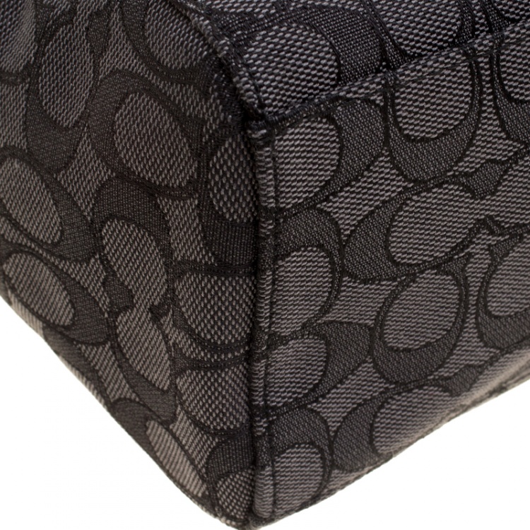 Pre Owned Coach Grey/Black Signature Canvas and Leather Celeste Hobo