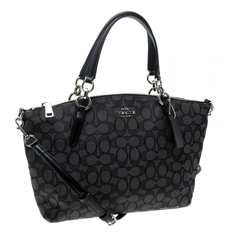 Pre Owned Coach Grey/Black Signature Canvas and Leather Kelsey Tote