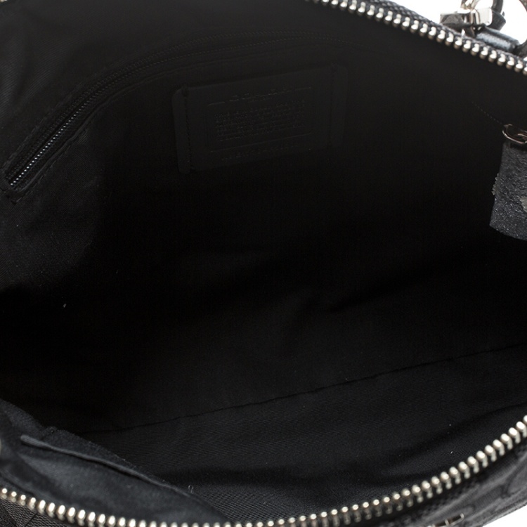 Pre Owned Coach Grey/Black Signature Canvas and Leather Kelsey Tote