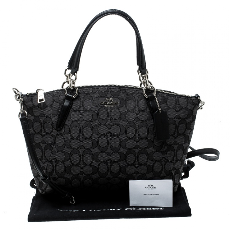 Pre Owned Coach Grey/Black Signature Canvas and Leather Kelsey Tote