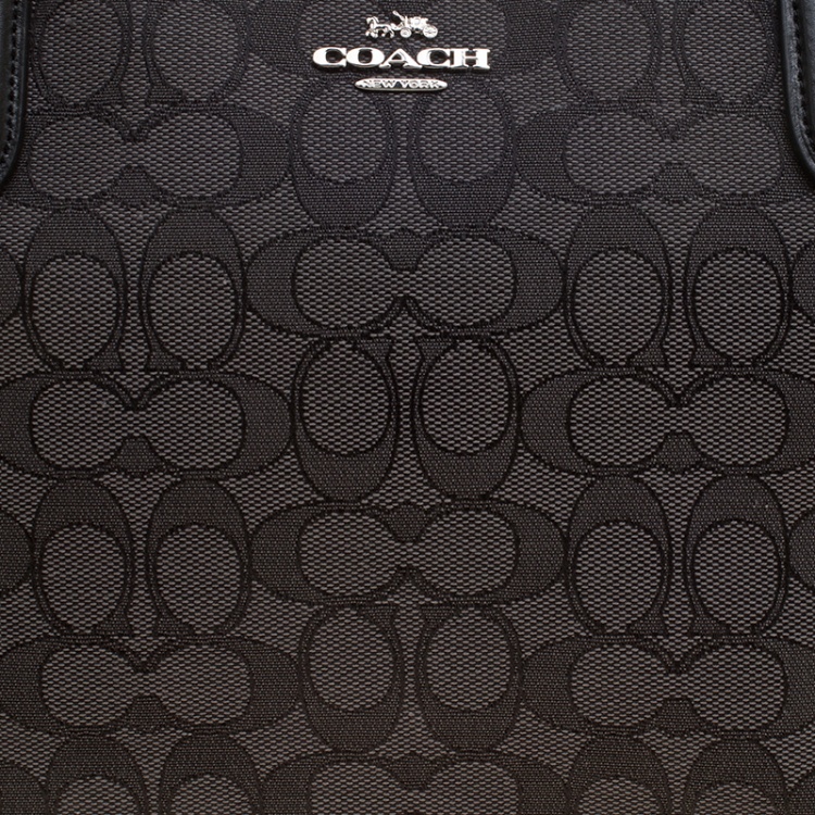 Pre Owned Coach Grey/Black Signature Canvas and Leather Tote