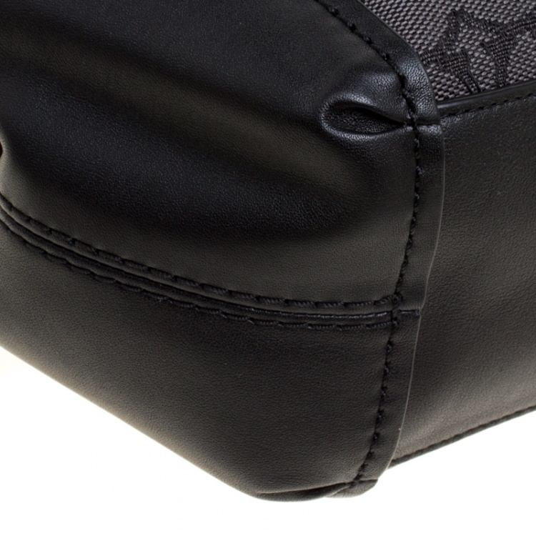 Pre Owned Coach Black Signature Canvas and Leather Small Lexy Shoulder Bag