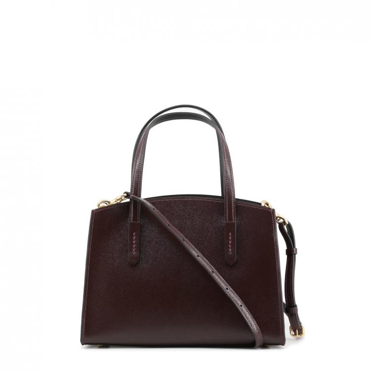 Pre Owned Coach Maroon Patent Crossgrain Leather Charlie Carryall 28 Bag