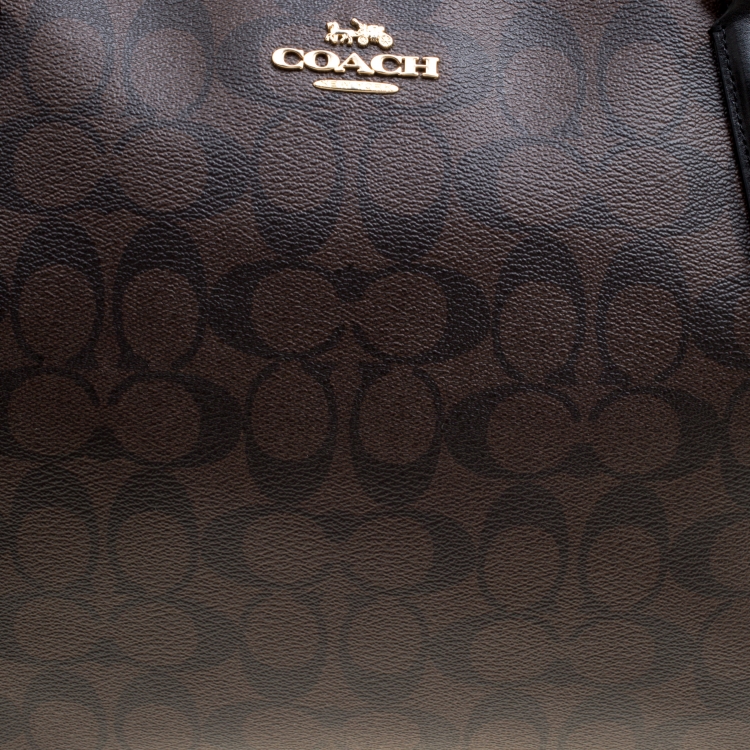 Pre Owned Coach Brown Signature Coated Canvas Ava Chain Tote