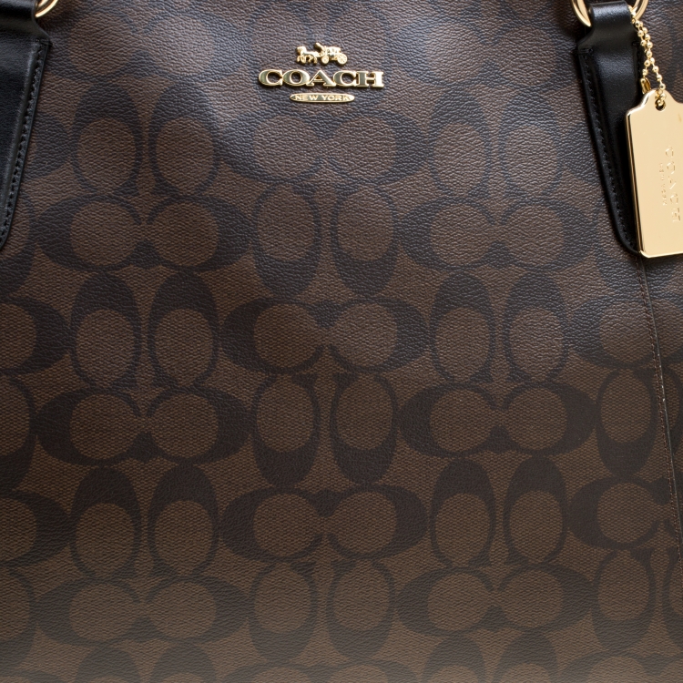 Pre Owned Coach Brown Signature Coated Canvas Ava Tote