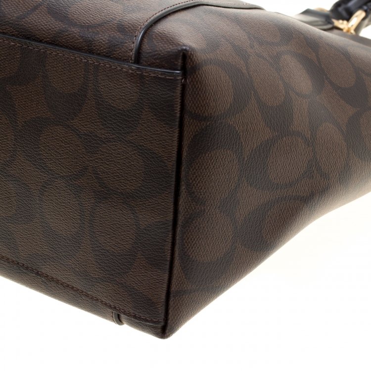 Pre Owned Coach Brown Signature Coated Canvas Ava Tote