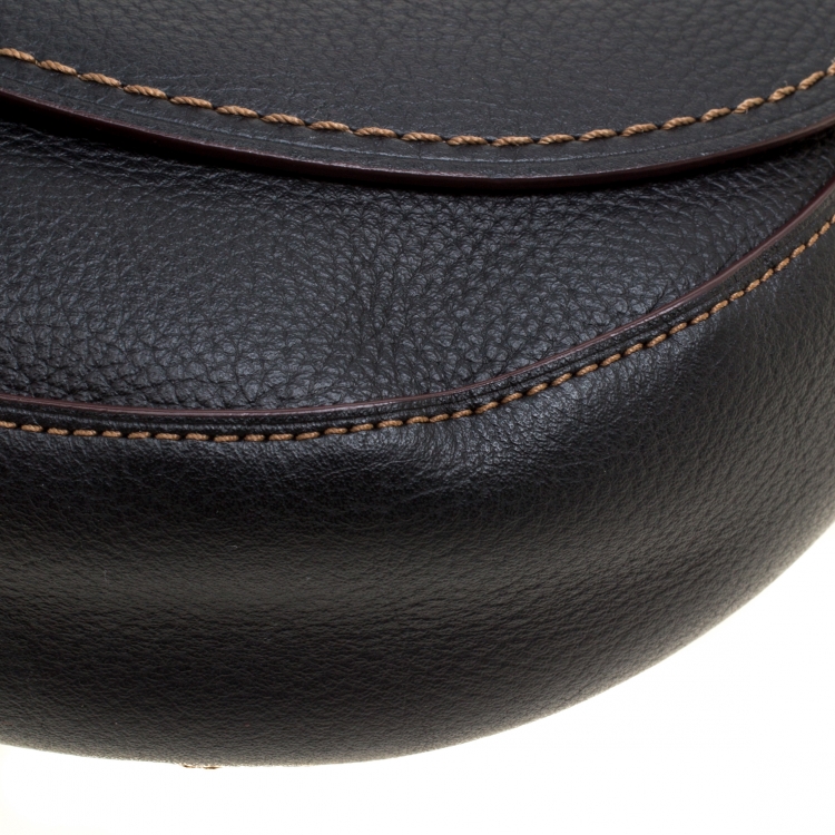 Pre Owned Coach Black Leather Keith Haring Hudson Crossbody Flap Bag
