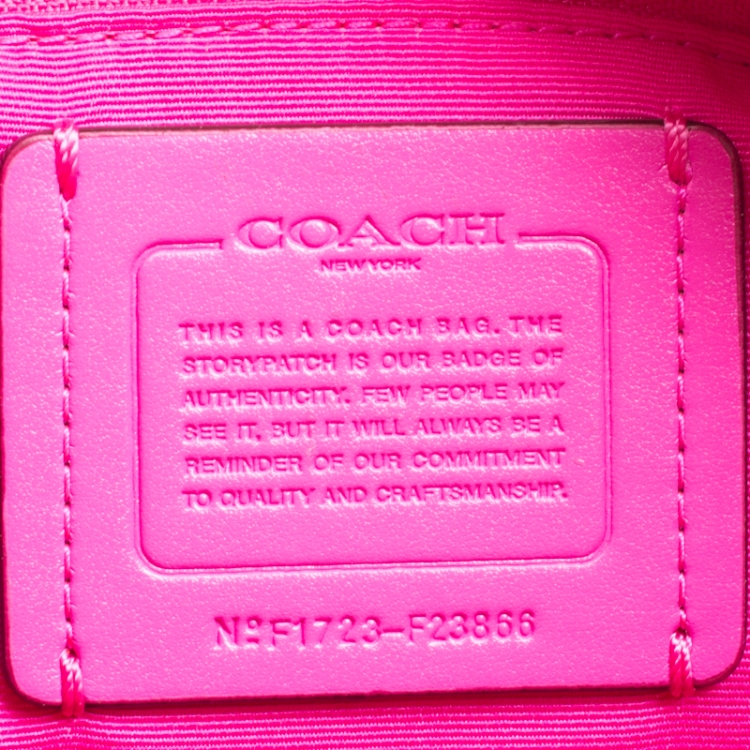Pre Owned Coach Brown/Fuchsia Signature Canvas and Leather Swingpack File Crossbody Bag 