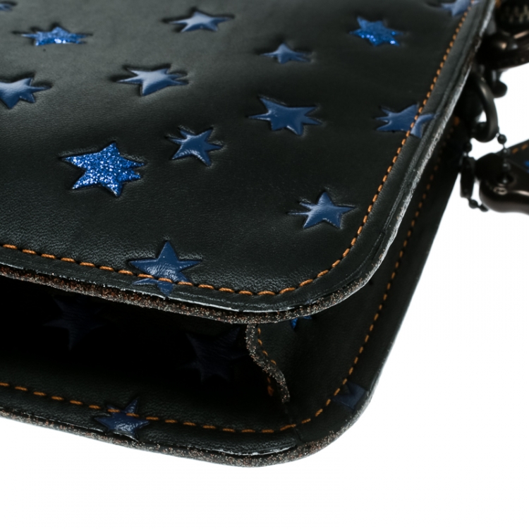 Pre Owned Coach Black Star Print Leather Soho Crossbody Bag