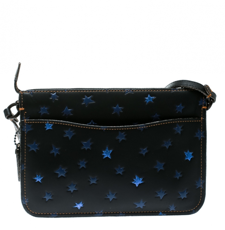Pre Owned Coach Black Star Print Leather Soho Crossbody Bag