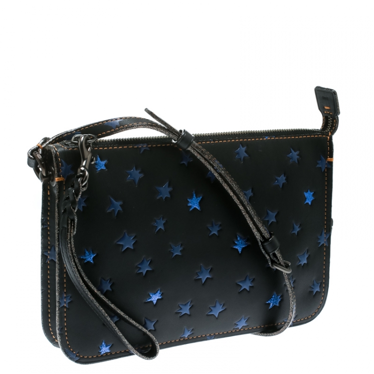 Pre Owned Coach Black Star Print Leather Soho Crossbody Bag